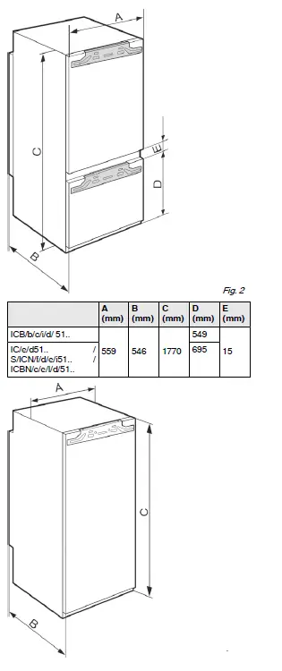 LIEBHERR ICNh 5173 Integrated Fridge Freezer fig 4