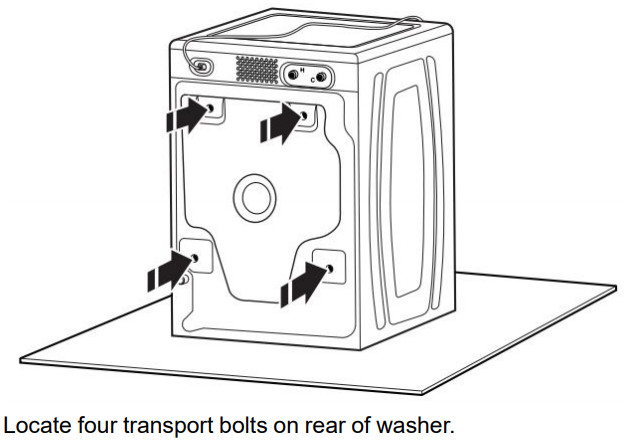 Washing Machines W11355369A Front Load Washer -Locate transport bolts