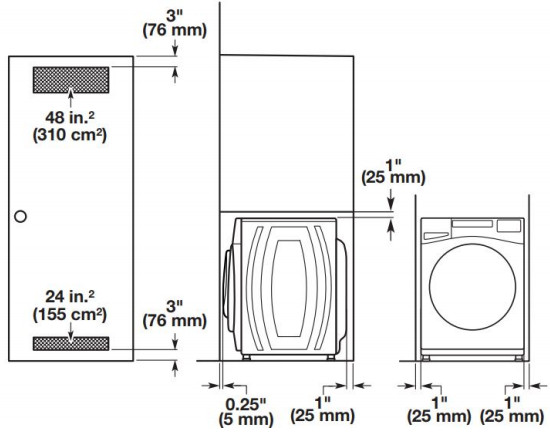 Washing Machines W11355369A Front Load Washer -closet installation