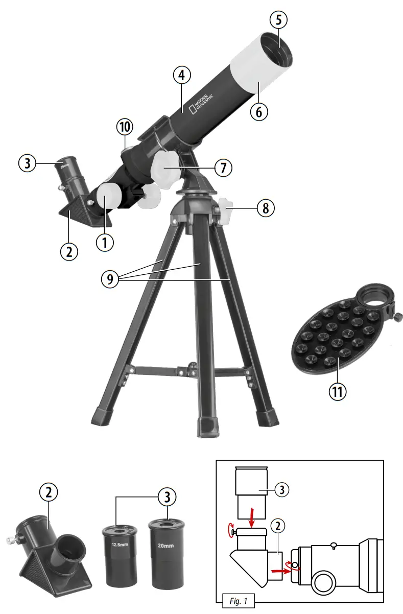 BRESSER 40-400 Table Telescope - parts