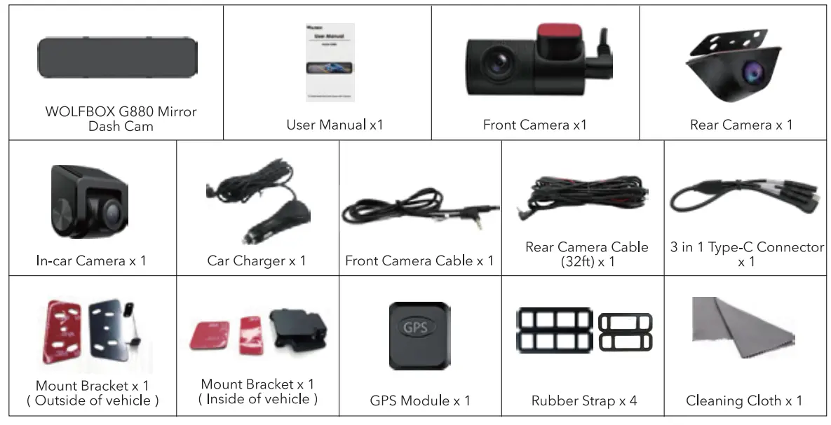 WOLFBOX G880 Mirror Dash Cam - fig 1