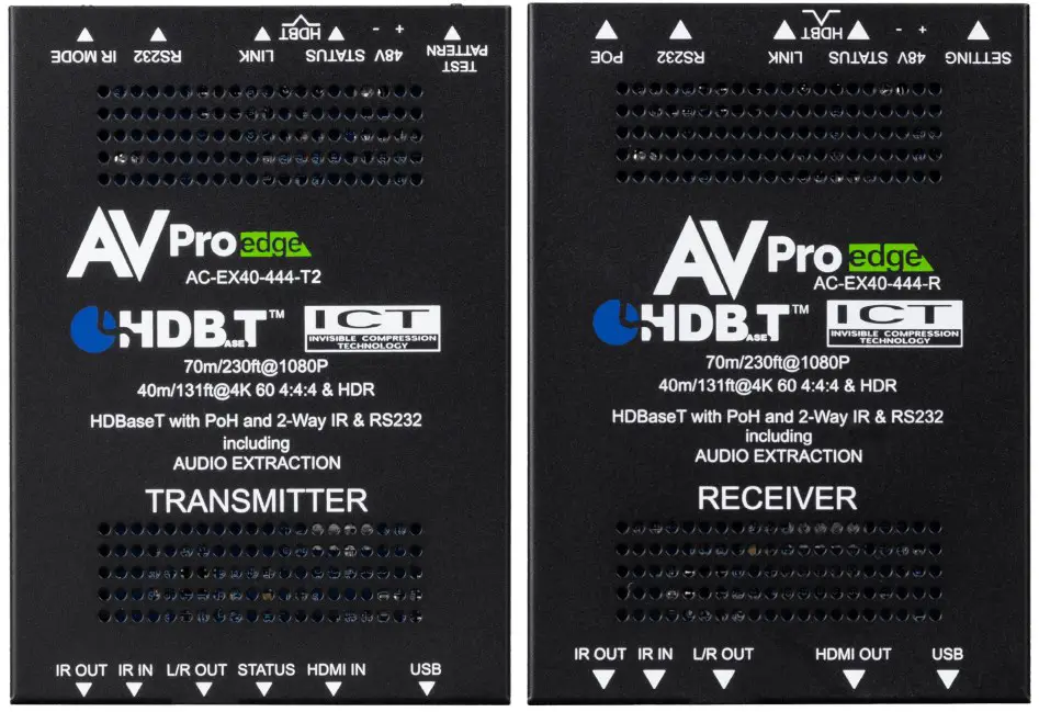 AVPro edge AC-EX40-444-KIT Ultra Slim 40m (70m HD) 4K60 4:4:4 HDR HDBaseT Extender Audio Extraction, EDID Management, Scaling