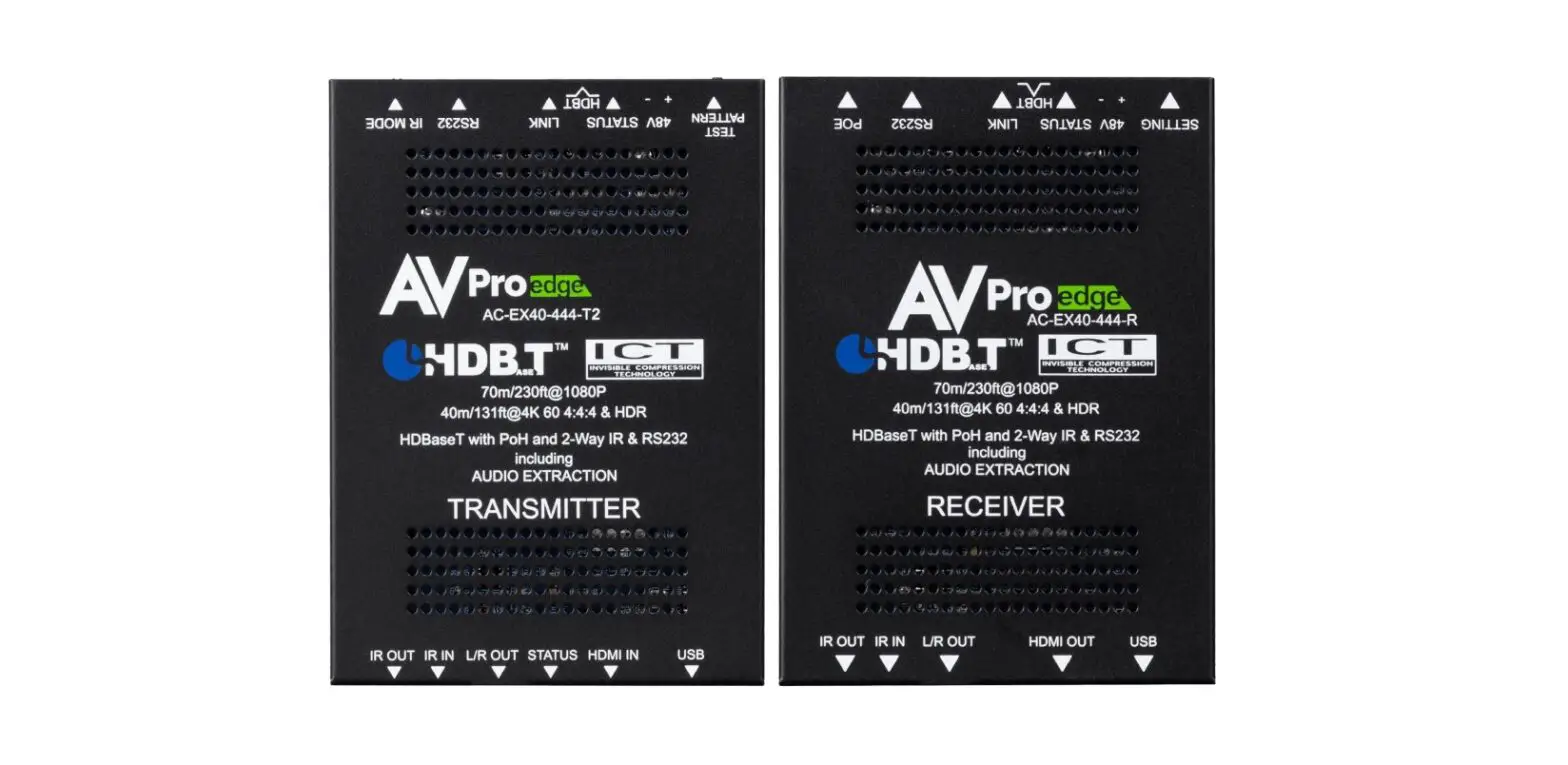 Avpro Edge Ac-ex40-444-kit Ultra Slim 40m (70m Hd) 4k60 4:4:4 Hdr Hdbaset Extender Audio Extraction, Edid Management, Scaling User Manual