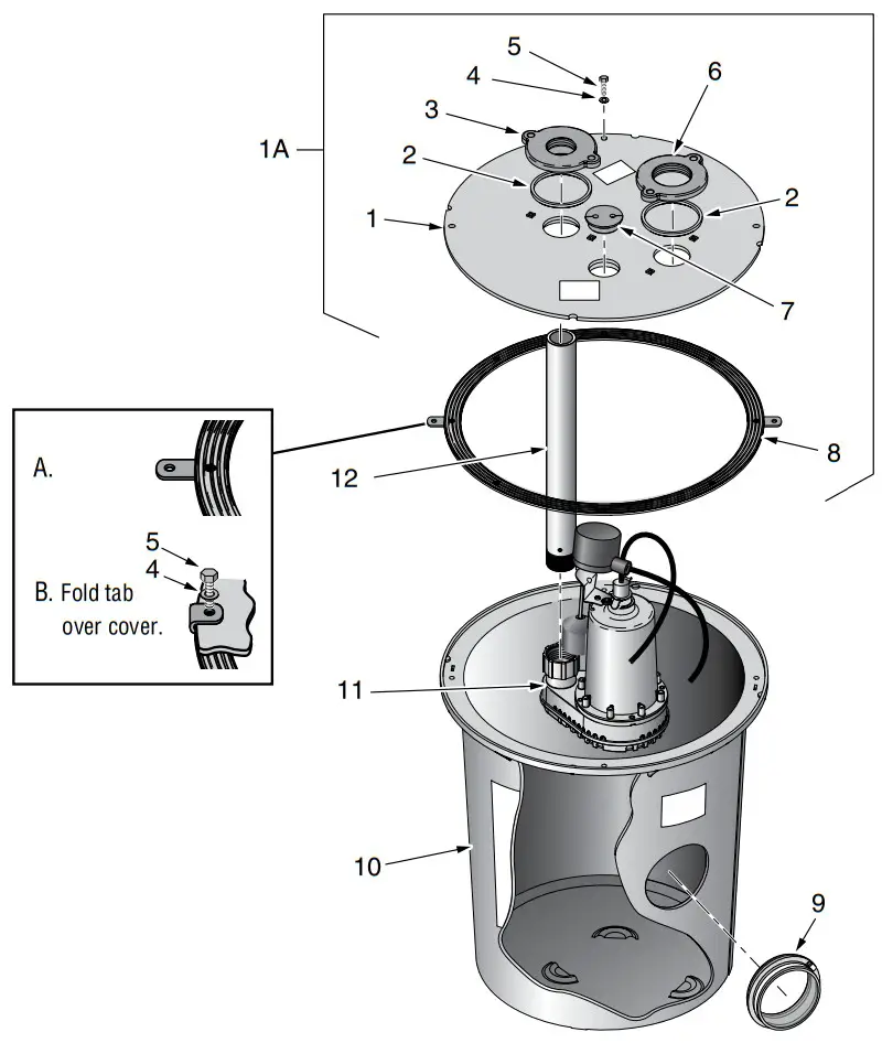 PENTAIR Simer 3985C Pre-Plumbed 1-2 HP Sump Pump Basin System - fig 7