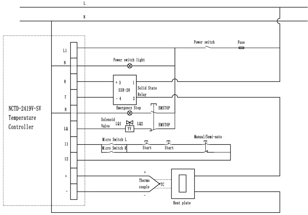 MEM TQ-4050 16 x 20 Upper Sliding Pneumatic Double - Circuit diagram