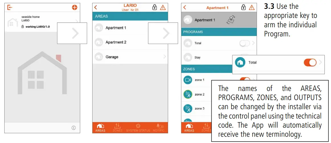 AMC LARIO Smart Control Panel - deactivate the OUTPUTS