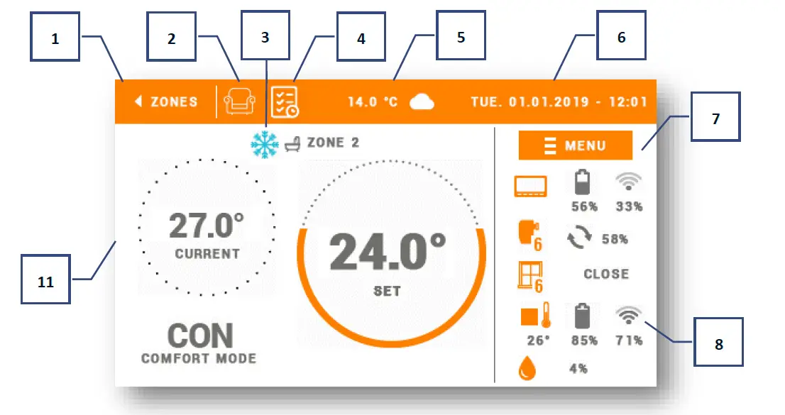 TECH CONTROLLERS EU-M-8N Wireless Control Panel 7