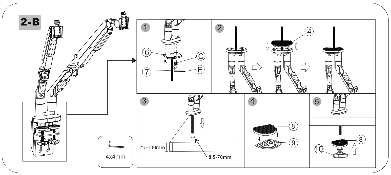 DESQ 1723 Dual Monitor Arm Gas Spring - Fig 4