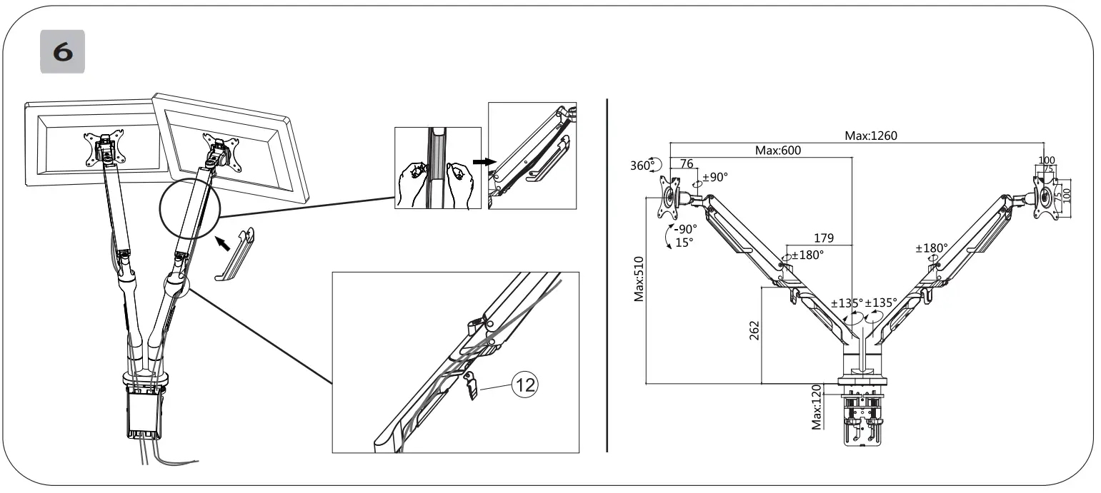 DESQ 1723 Dual Monitor Arm Gas Spring - Fig 8