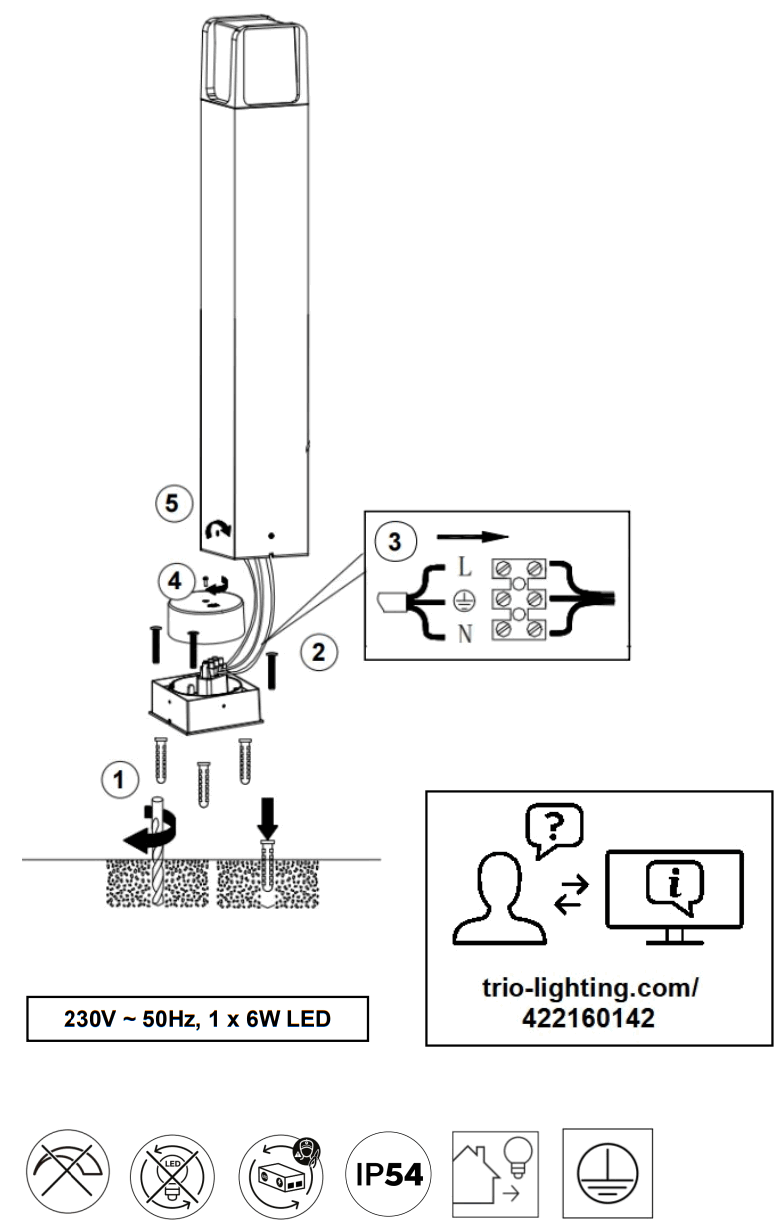 TRIO 422160142 Park Lamp