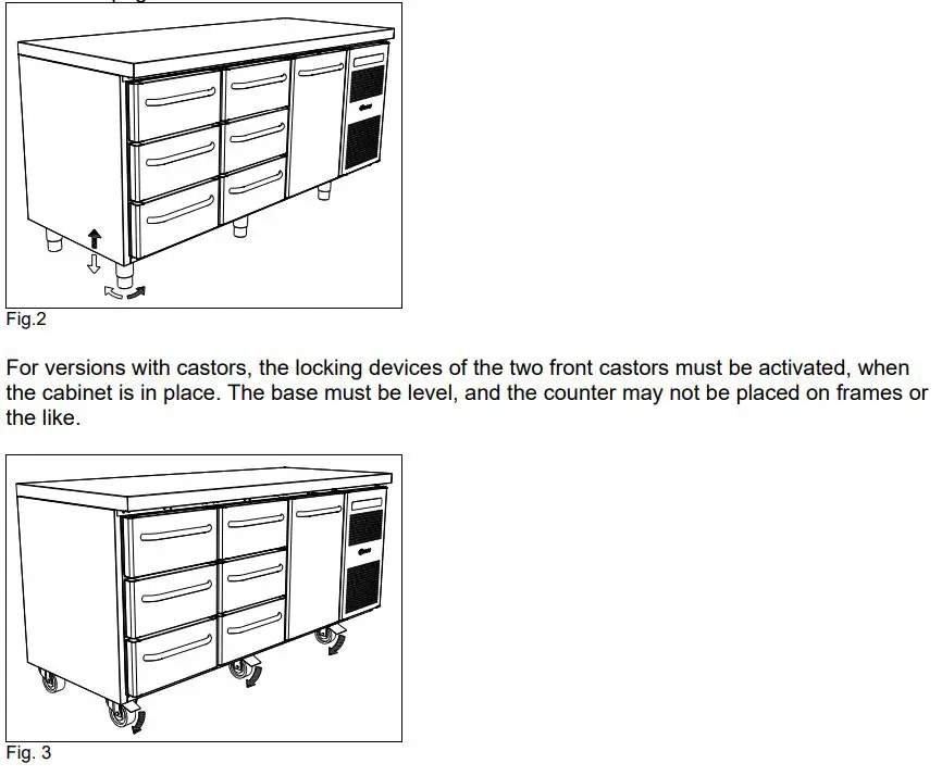 GRAM K 1807 CSG Three Door Refrigerated Counter Instructions - Fig 2,3