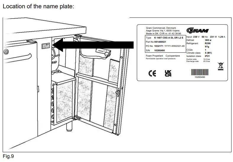 GRAM K 1807 CSG Three Door Refrigerated Counter Instructions - Fig 9