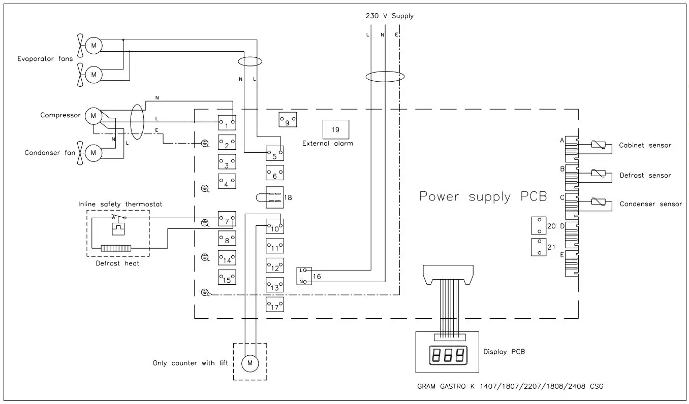 GRAM K 1807 CSG Three Door Refrigerated Counter Instructions - Wiring diagram