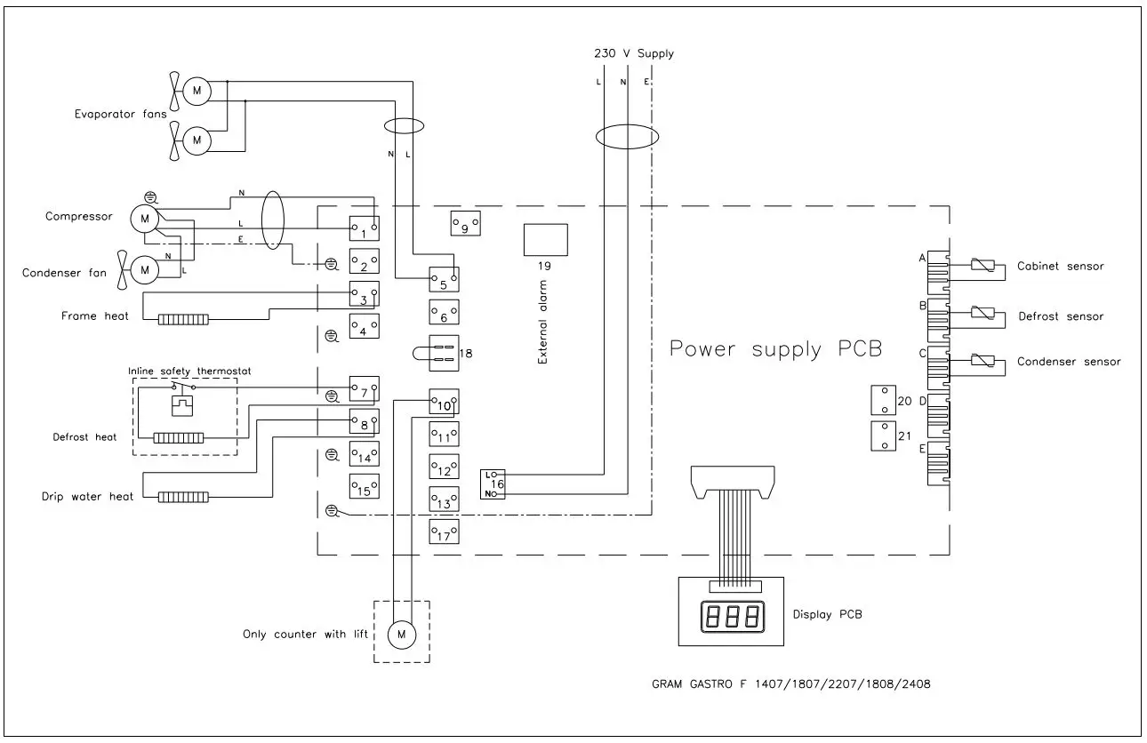 GRAM K 1807 CSG Three Door Refrigerated Counter Instructions - Wiring diagram