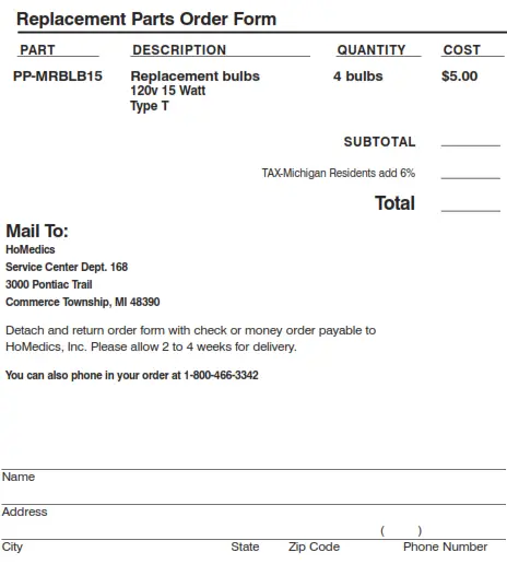 Homedics M-7019 illuminated beauty mirror spa REFLECTIVES Instruction - form