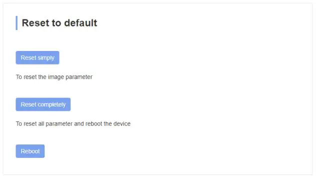 AIDA HD-NDI-200 HX2 POV Camera User Manual - Reset to Default