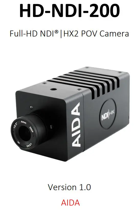 AIDA HD-NDI-200 HX2 POV Camera User Manual