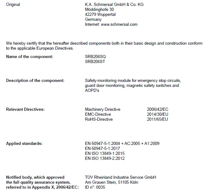 SCHMERSAL SRB206SQ Safety Relay SRB fig 12