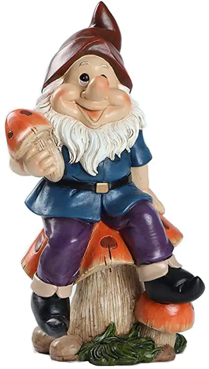 St Helens HOME GARDEN GH1301 Female Gnome under Light Up Mushroom image