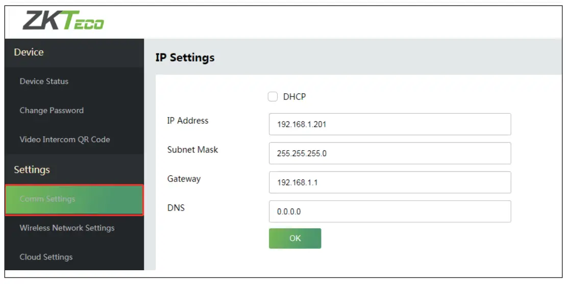 ZKTECO Notus RFID and Fingerprint Access Control Terminal-Cloud Settings