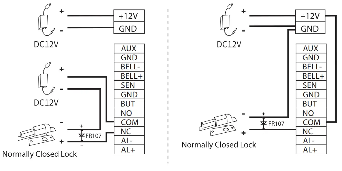 ZKTECO Notus RFID and Fingerprint Access Control Terminal-Relay Connection