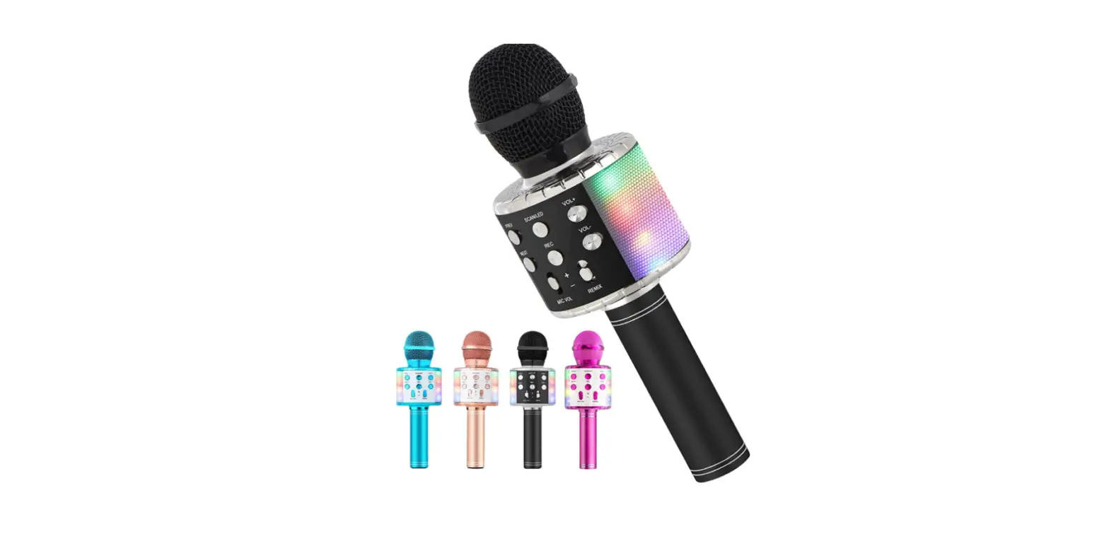 Karaoke Microphone For Kids Singing,5 In 1 Wireless Bluetooth Microphone With Led Lights Karaoke Machine-user Guide