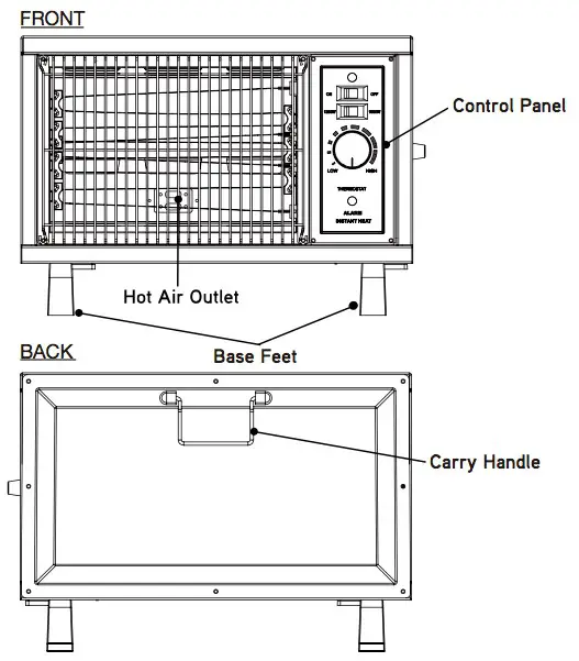 RED STONE Electric Radiant Heater Polarized PRODUCT DIAGRAM
