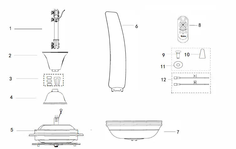 Rubine FORZA45 Remote Control Ceiling Fan FIG 1