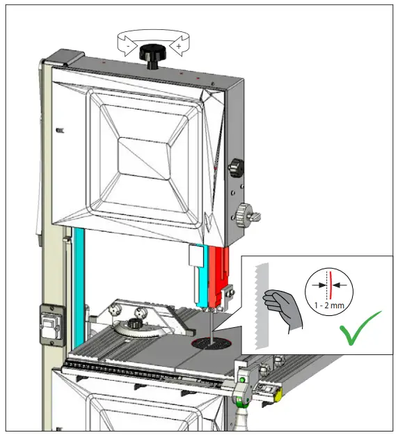 Adjust the saw belt tension