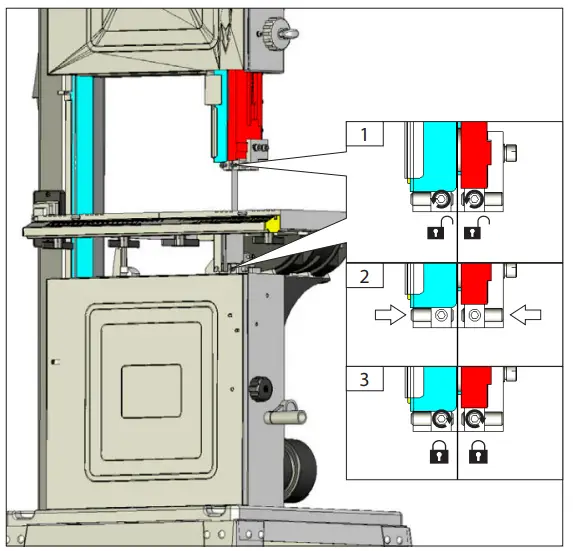 Adjust the saw belt guide