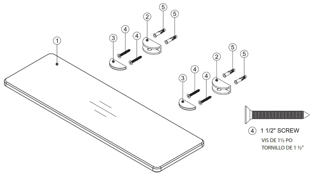 CRAFT MAIN GCS0515 Glass Rectangle Shelf - PARTS LIST 1