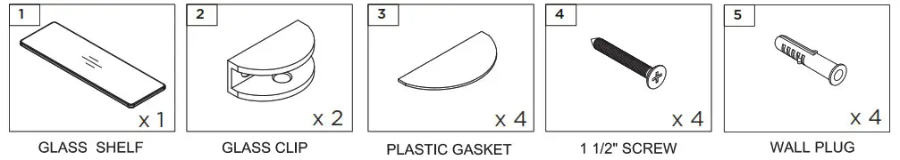 CRAFT MAIN GCS0515 Glass Rectangle Shelf - PARTS LIST 2