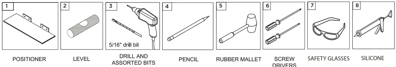 CRAFT MAIN GCS0515 Glass Rectangle Shelf - TOOLS REQUIRED