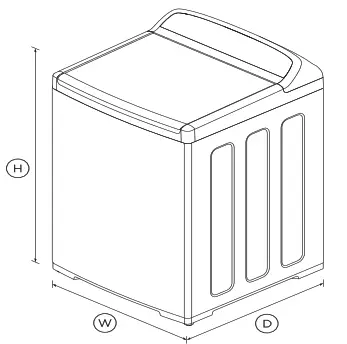 FISHER PAYKEL WA8560E1 8.5kg Top Loader Washing Machine - DIMENSIONS