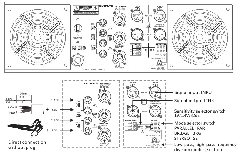 SOUNDARD MEGA2500 High Efficiency Class I Output Stage Circuit - rear panel