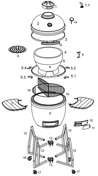 VISION GRILLS Kamado Grill -PARTS