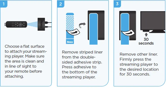 Roku Express HD Streaming Media Player -apply adhesive