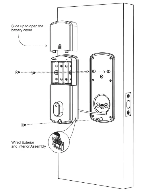 T5 Waterproof Smart Deadbolt Keypad Lock Installation Diagram