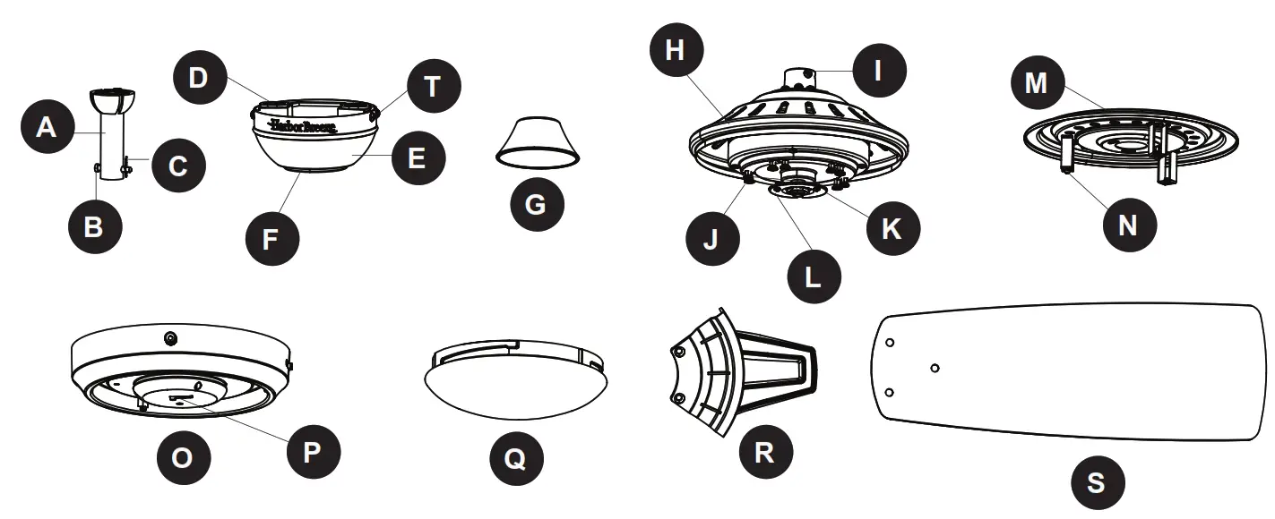 Harbor Breeze 42132 Audiss Ceiling Fan - PACKAGE CONTENTS