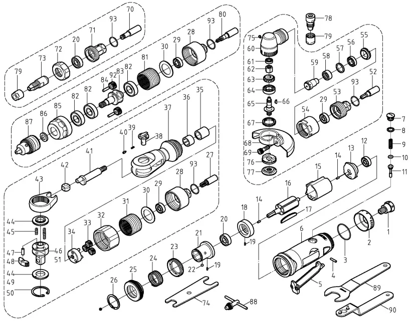 KIMBALL MIDWEST 84-150 0.5HP 5-in-1 Pneumatic Tool Kit-fig5