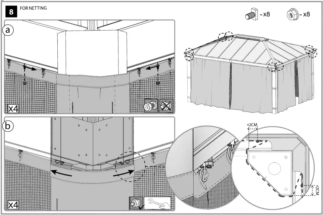 CANOPIA AC-DAL4300CUR-706596 Curtain and Netting Set for Dallas Gazebos - Figure 13