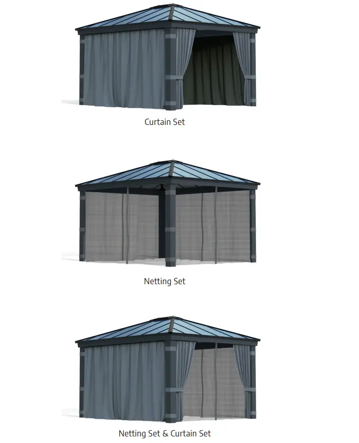 CANOPIA AC-DAL4300CUR-706596 Curtain and Netting Set for Dallas Gazebos