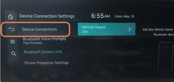 GENESIS G90 - PHONE PAIRING 4