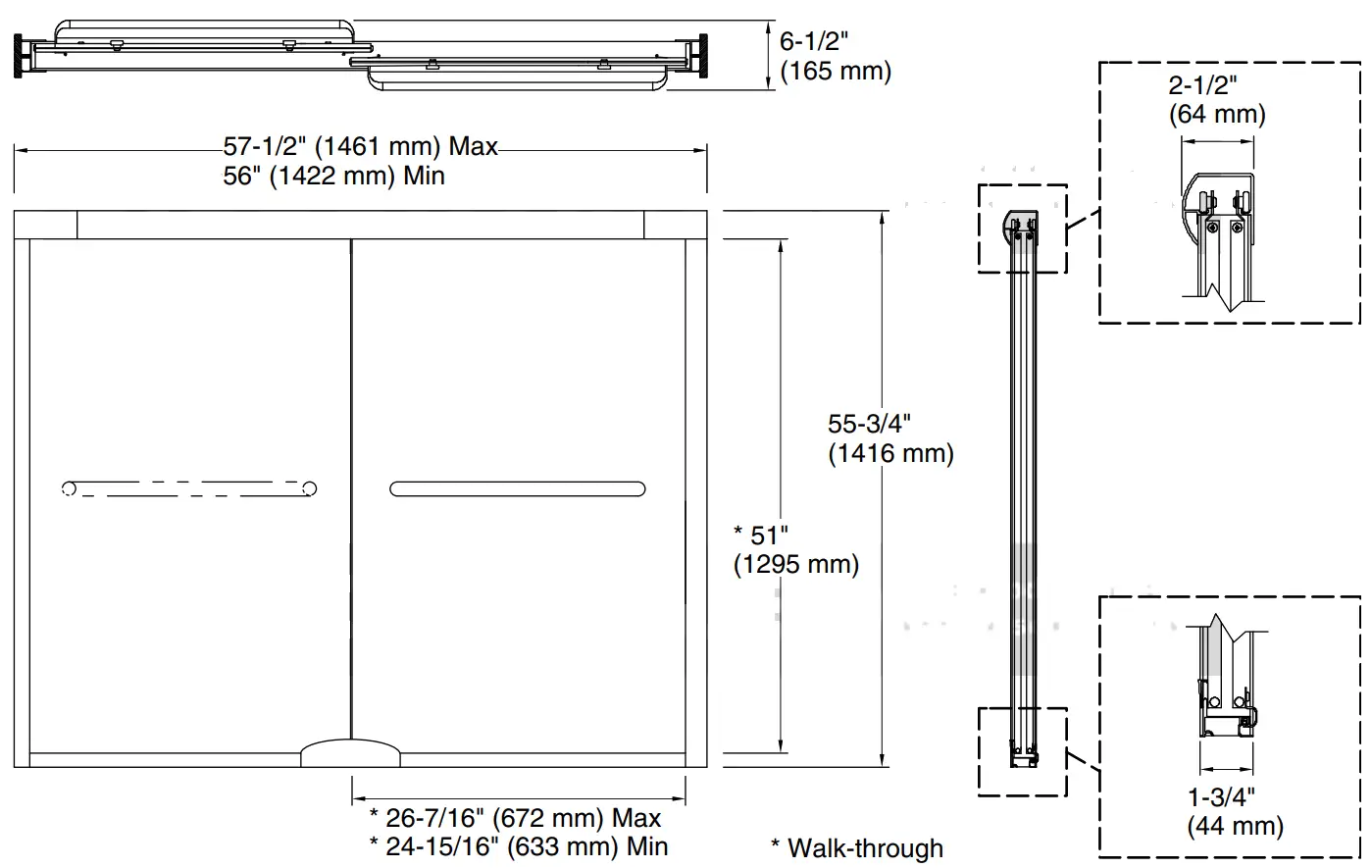 STERLING 5325EZ 57 Frameless Sliding Bath Door - fig
