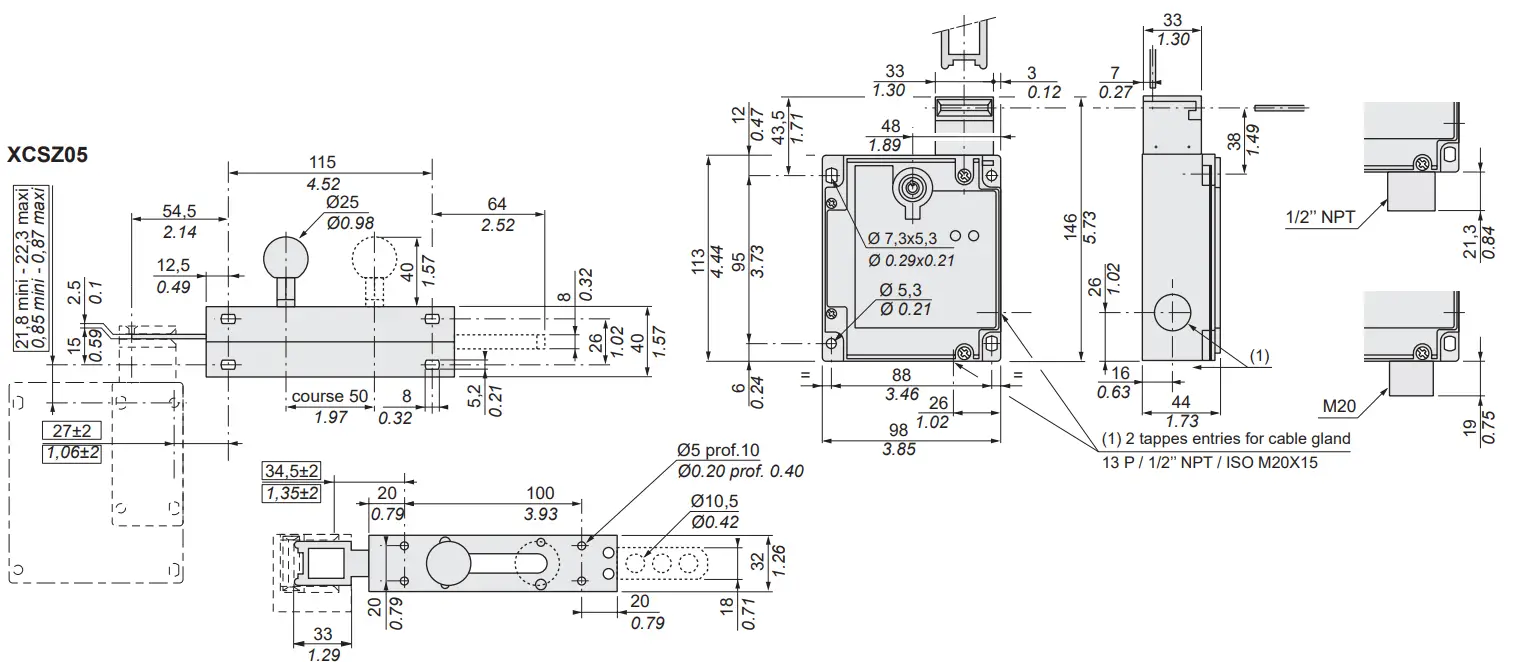 Telemecanique-Sensors-XCSE5513-Solenoid-Locking-Interlock-Switch-FIG-3