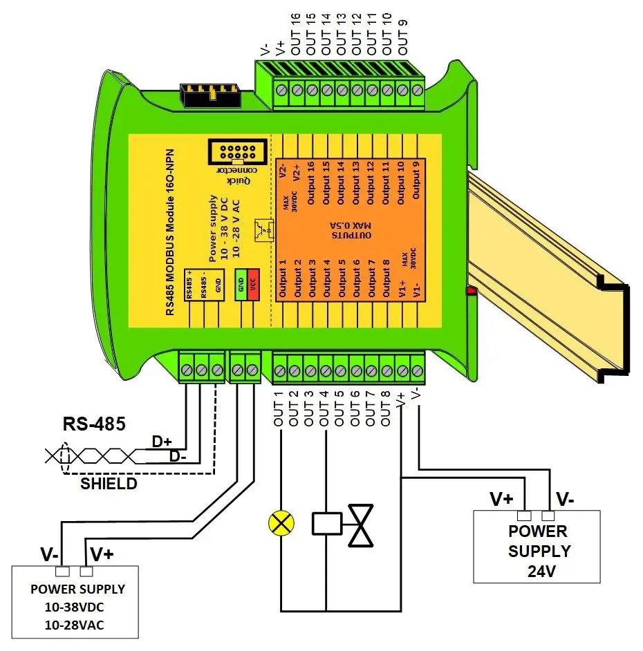 aspar RS485 8 Analogue Universal Inputs - Module Connection 2