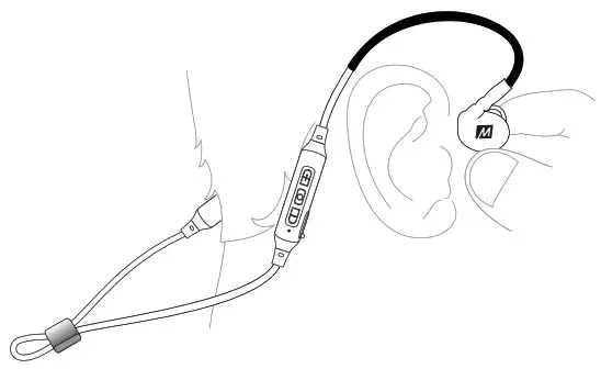 MEE audio M6B Wireless In-Ear Stereo Headset - WEARING THE M6B 1
