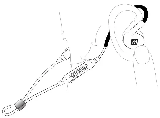 MEE audio M6B Wireless In-Ear Stereo Headset - WEARING THE M6B 2