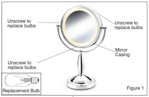 Homedics M-10042 Makup Artist Studio Mirror Instruction - SPECIAL WARNINGS