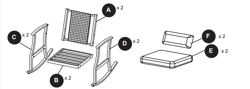 allen roth FRS60764R Piper Glen 2 CT Rocking Chair - HARDWARE CONTENTS